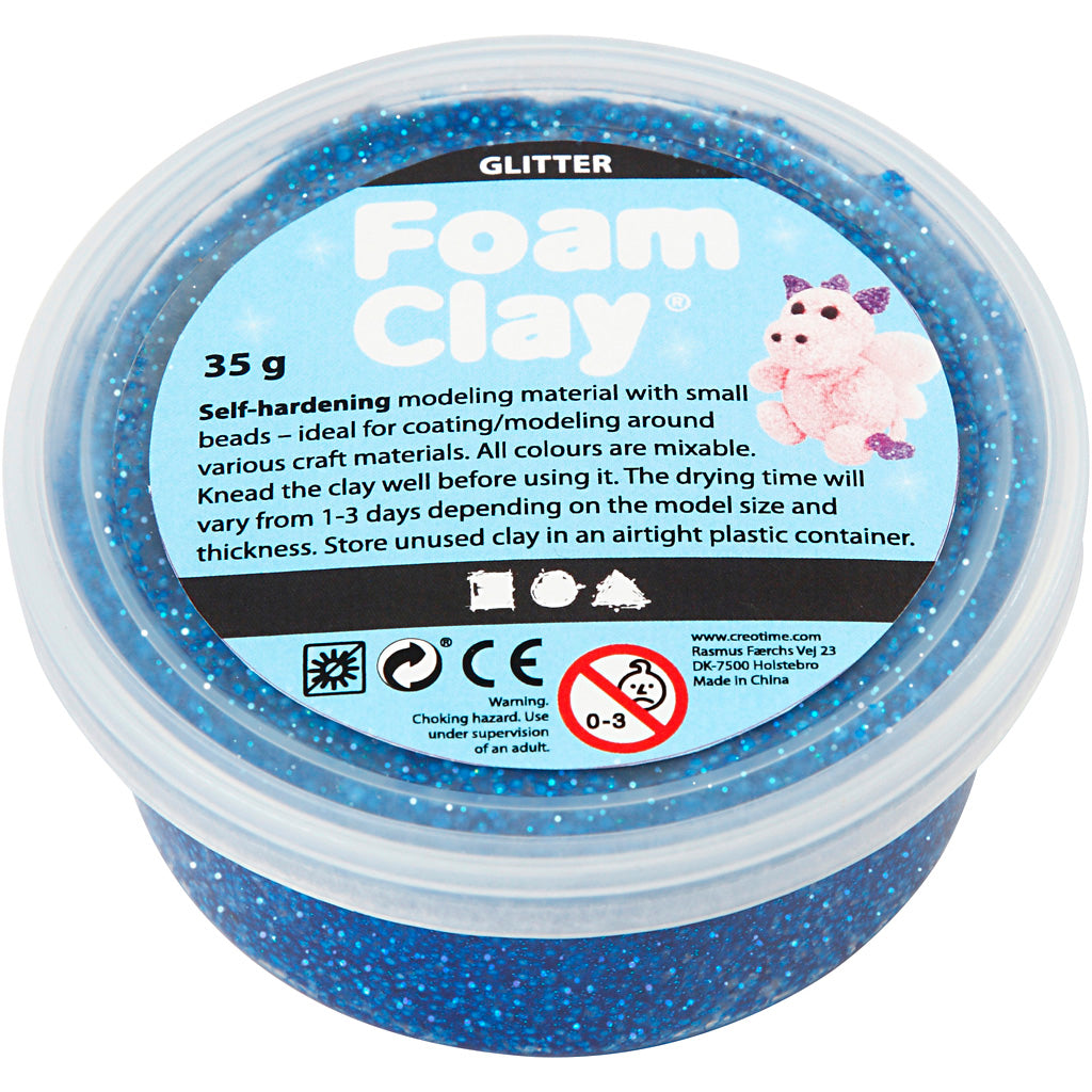 Foam clay ®, purpurina, azul, 35 gr 1 caja