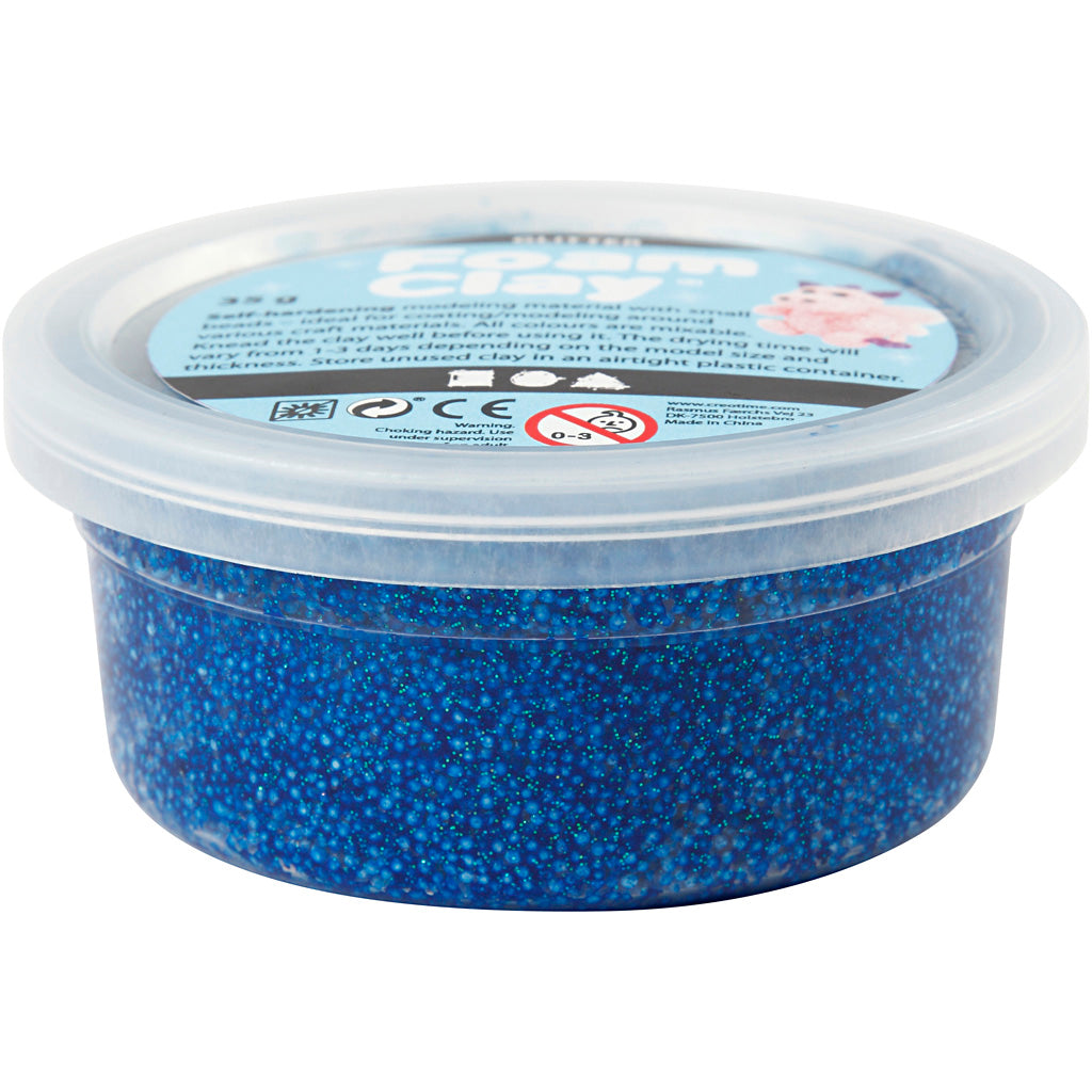 Foam clay ®, glitter, blu, 35 gr 1 scatola