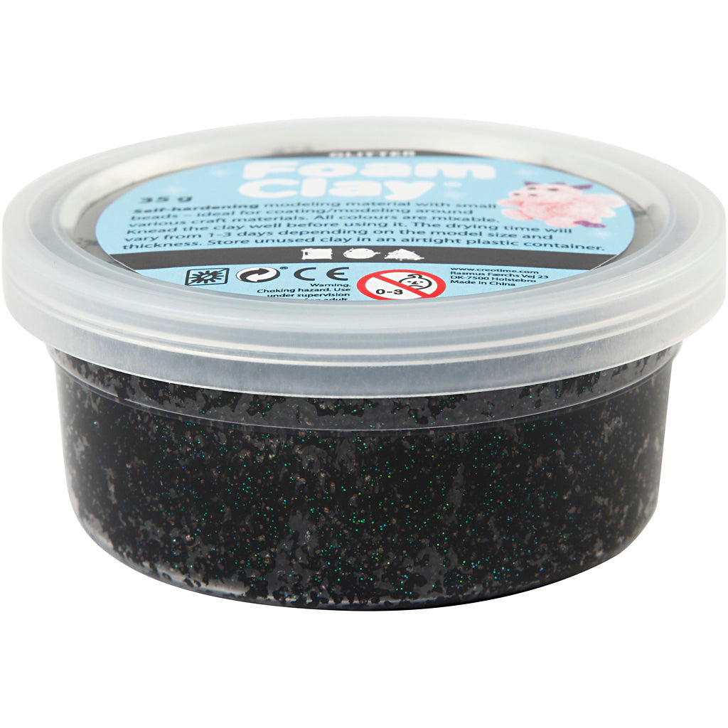 Foam clay ®, glitter nero, 35 gr 1 scatola