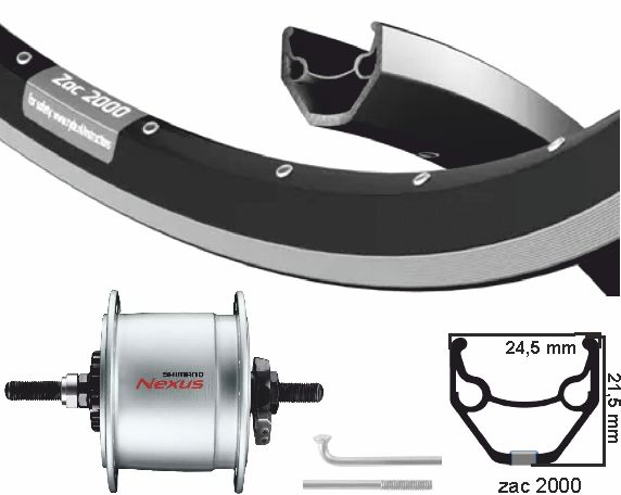 Rueda delantera KGS 28 pulgadas (622) ZAC2000 NAFD NAFD y R.Brake Eje fijo