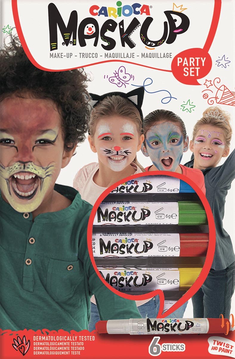 Pennarelli per trucco per feste in maschera Carioca - 6 colori (aggiungi colori) - trucco per bambini - lavabili