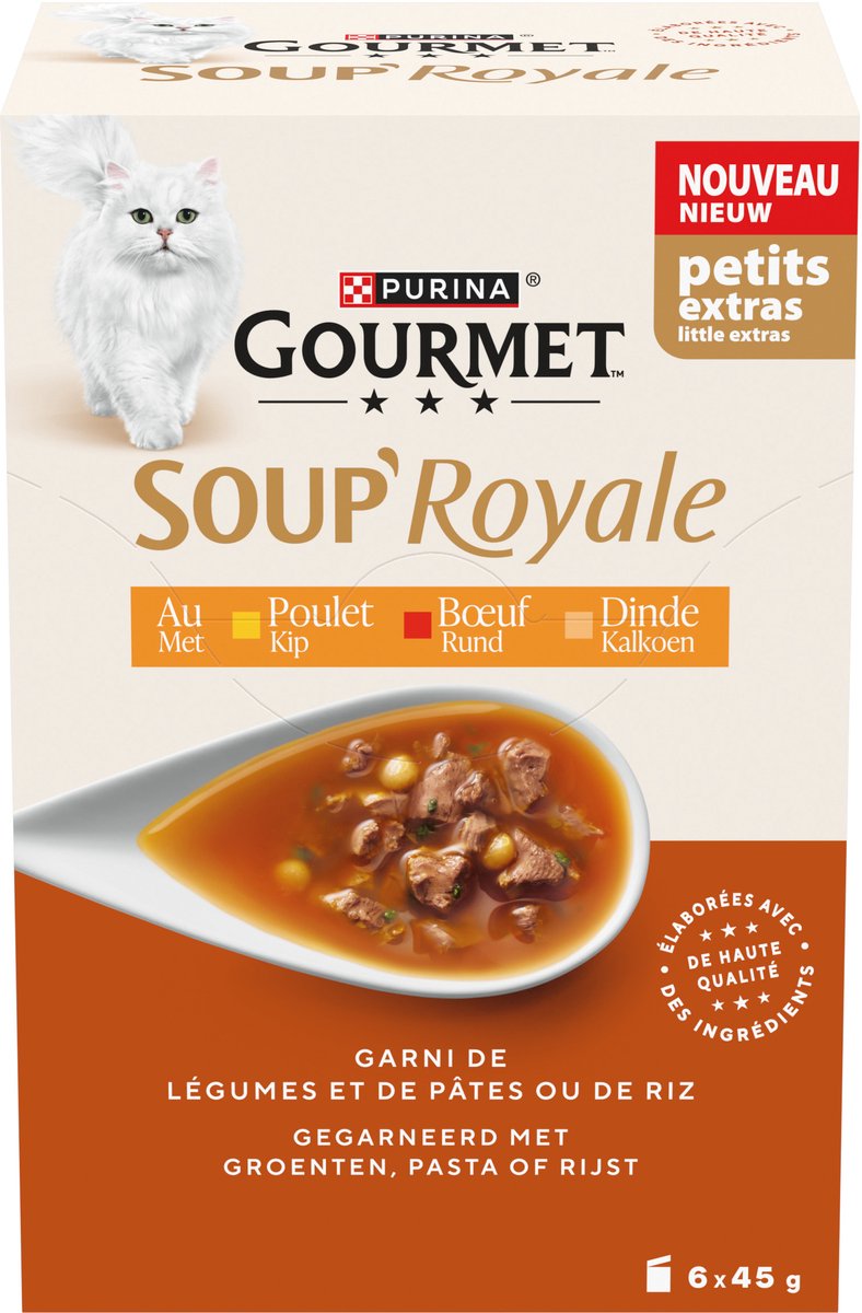 Cibo per gatti gourmet zuppa bagnata royale - manzo - 4 x 6x45g