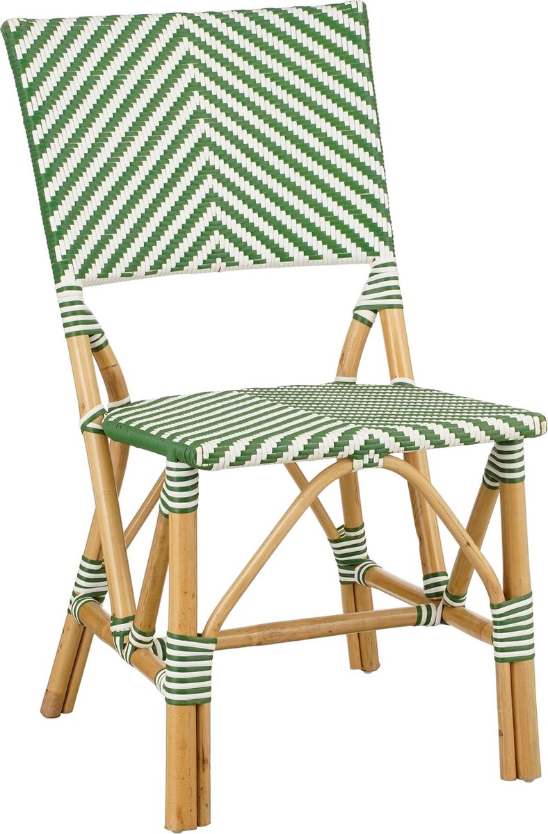 Sedia da bistrò Mandox con decorazioni Mica - l45,5 x l57 x h89 cm - rattan - verde scuro, bianco