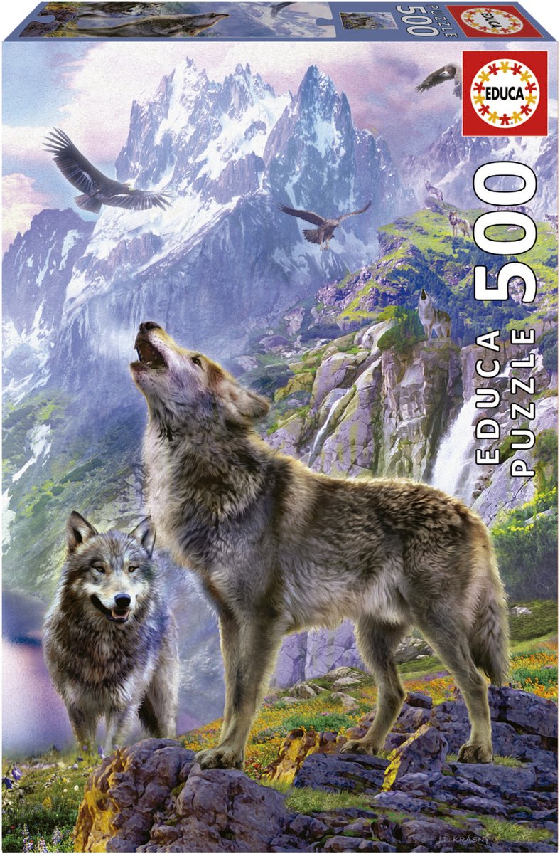 Educa - puzzle - 500 pezzi - lupi sulle rocce