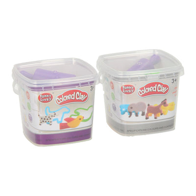 Set di argilla in scatola portaoggetti con forme di animali ritagliate - 3 colori di argilla