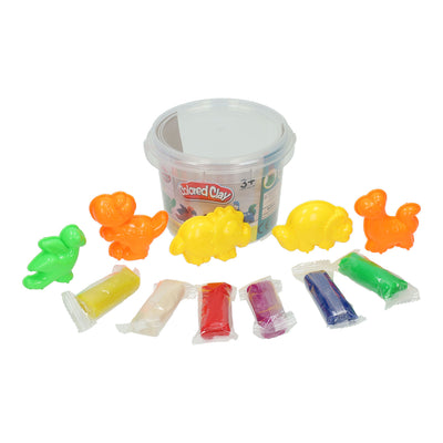 Set di argilla in scatola portaoggetti a forma di dinosauro - 6 colori di argilla