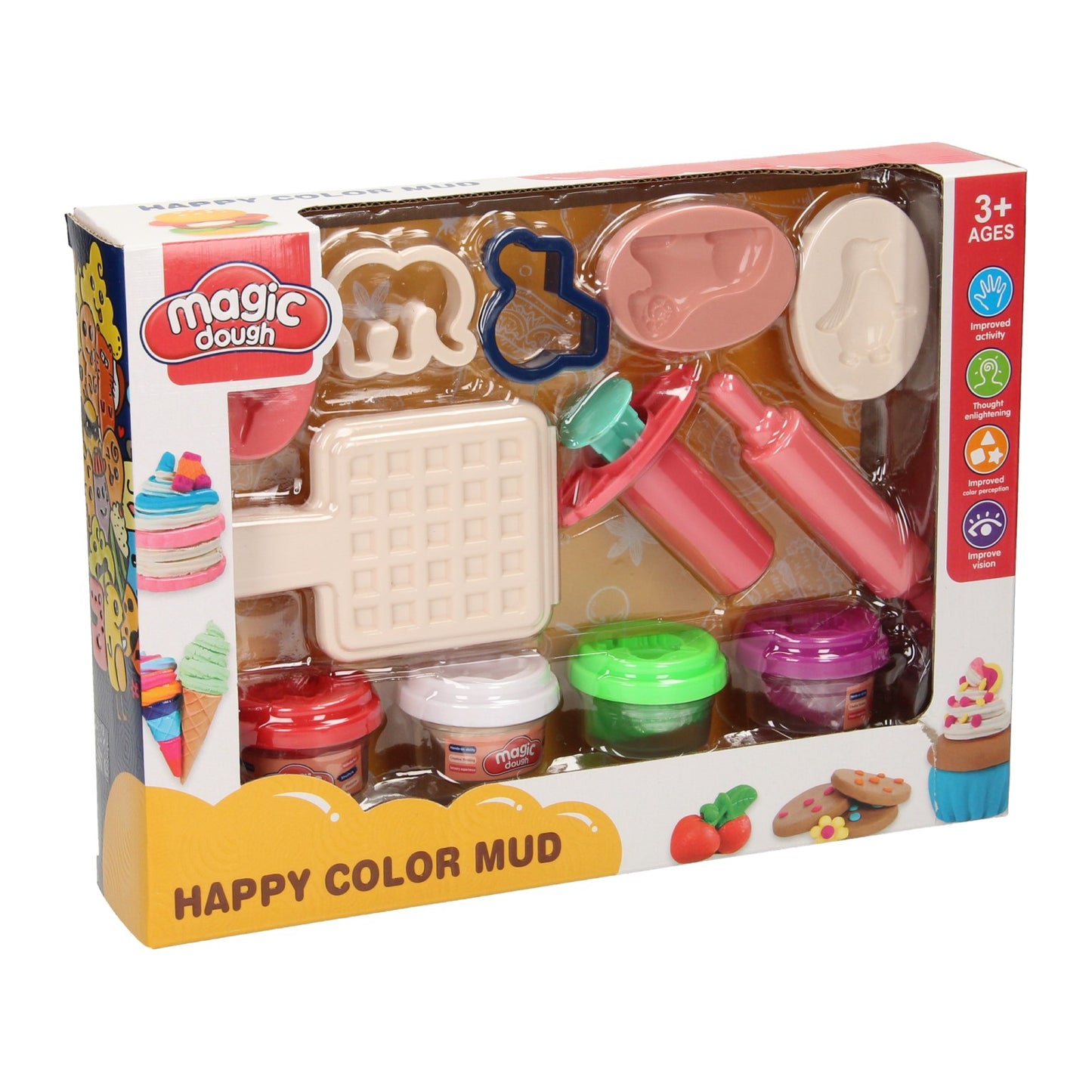 Merkloos sans marque kleiset met wafelijzer - 4 kleipotjes