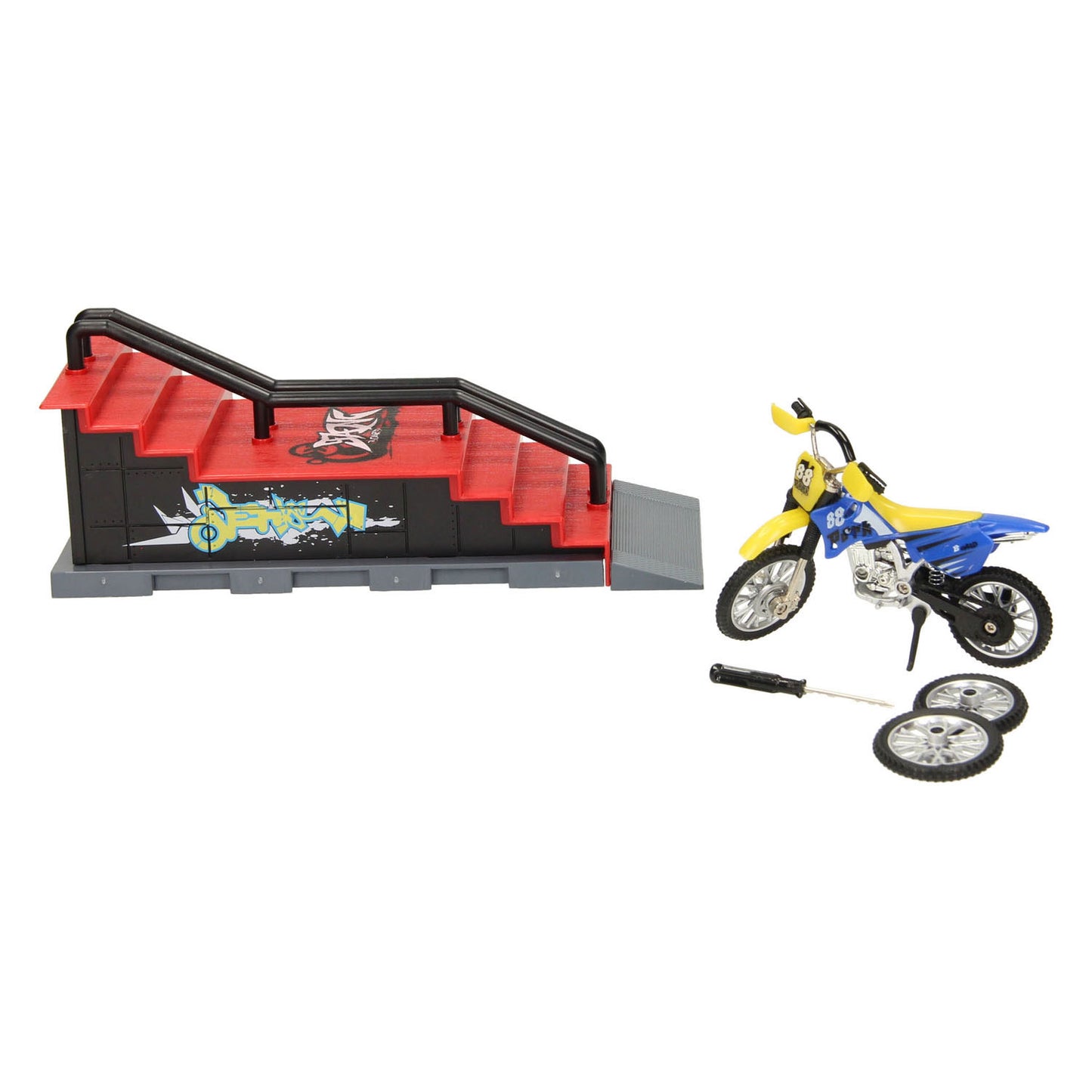 vinger skateboard met stunt trail