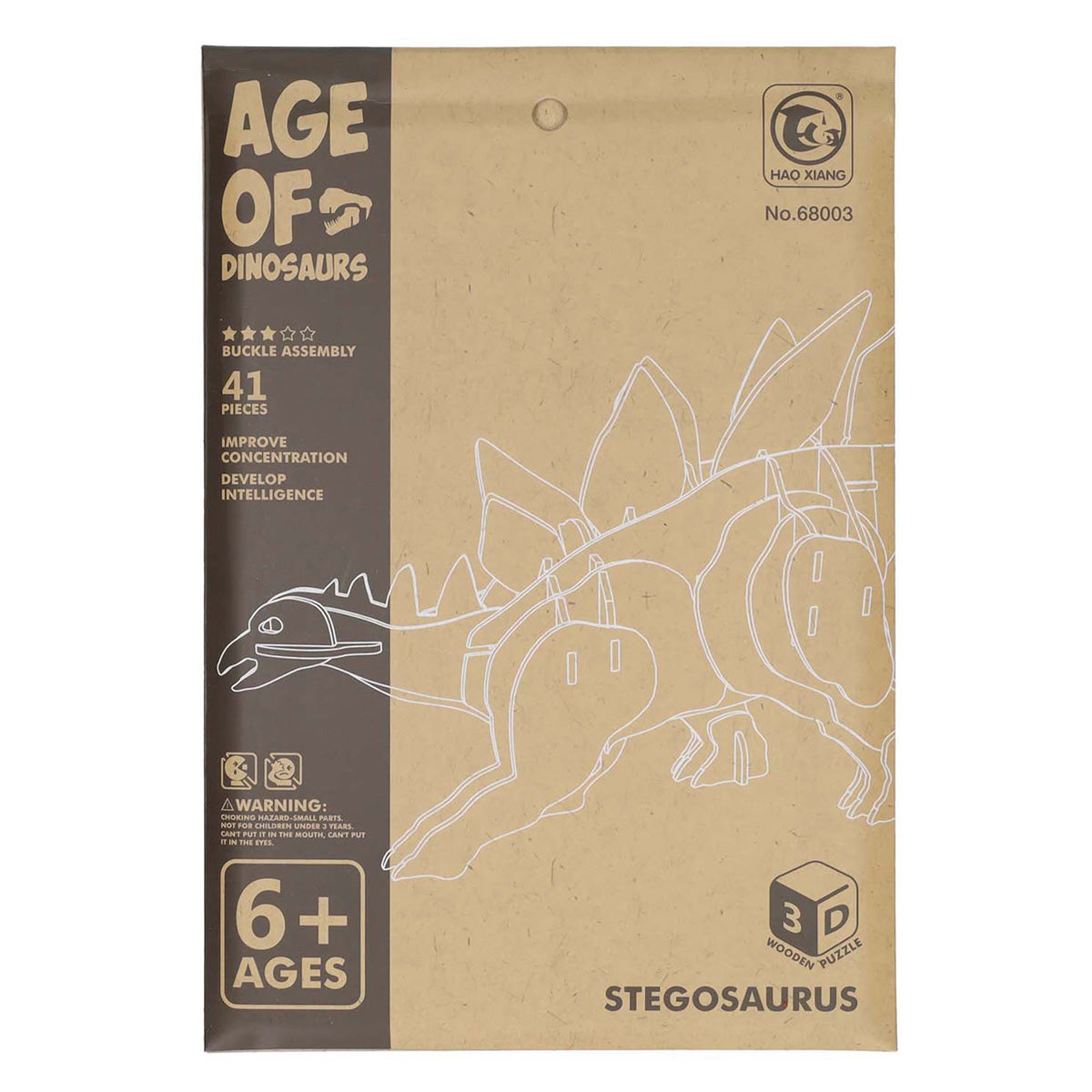 Kit di costruzione di dinosauro stegosauro 3D in legno