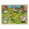 Puzzle de madera con animales de granja, 7 piezas.