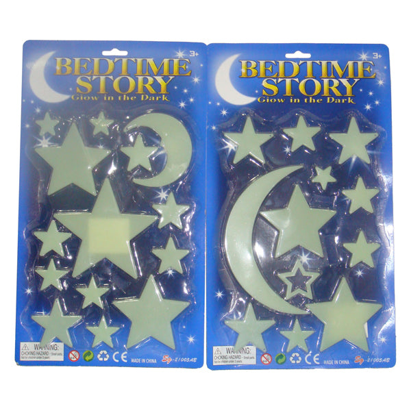 Glow in the dark set maan en sterren