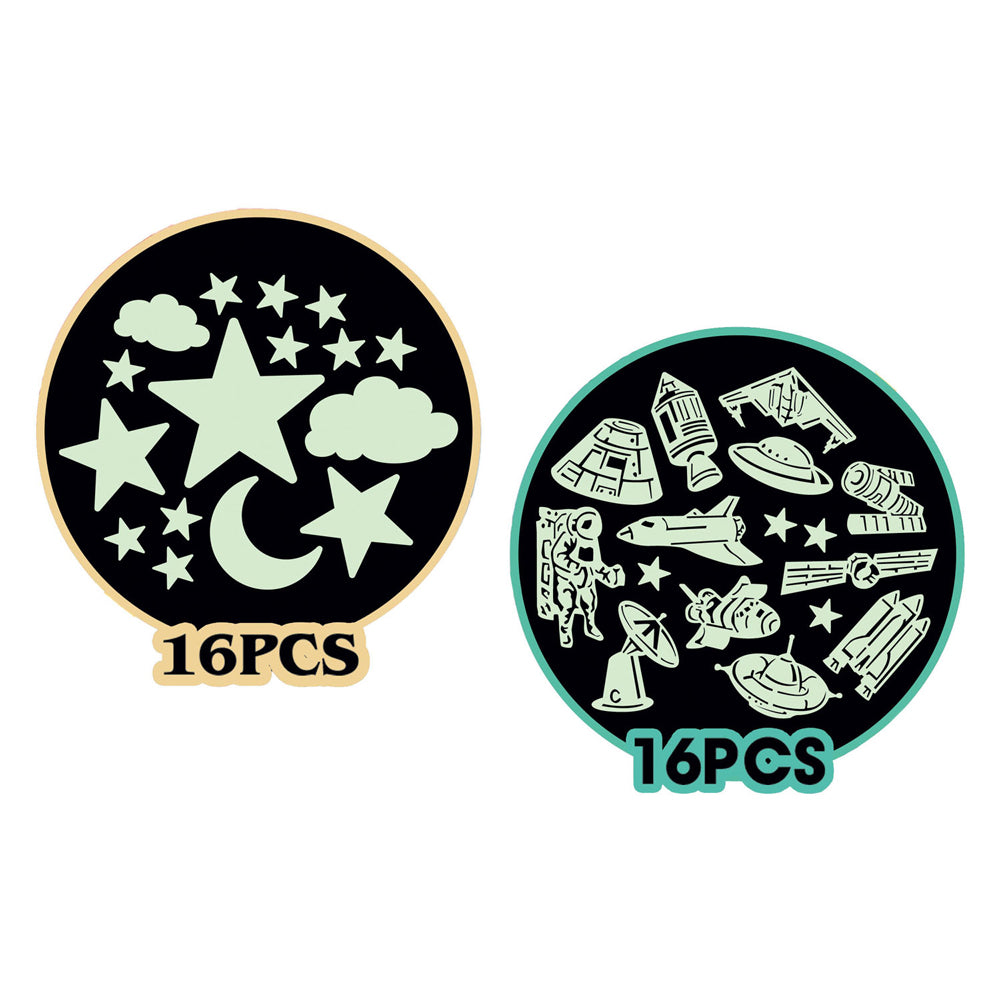 Glow in the dark set ruimte, 16dlg.