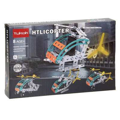 Kit di costruzione in metallo per elicottero, 106 pezzi.