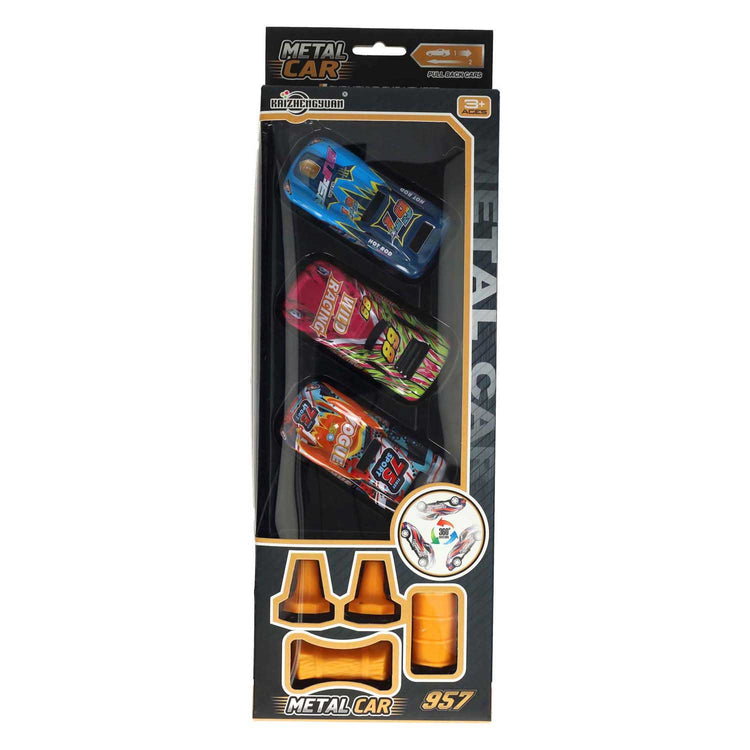 Lobbes speelgoed bv raceauto backflip pull back set - 3st.