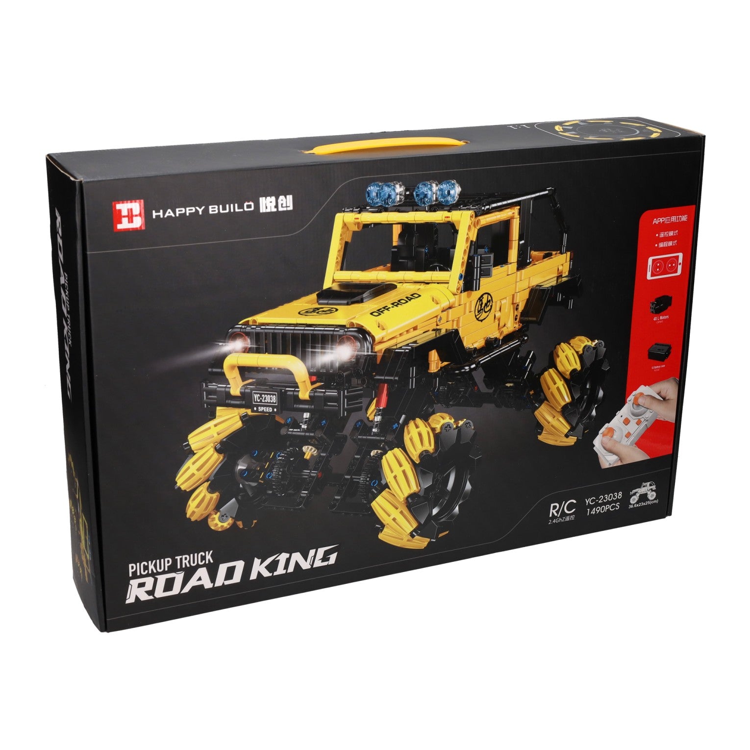 Juego de bloques de construcción controlables Rc happy build camioneta - 1490 piezas.
