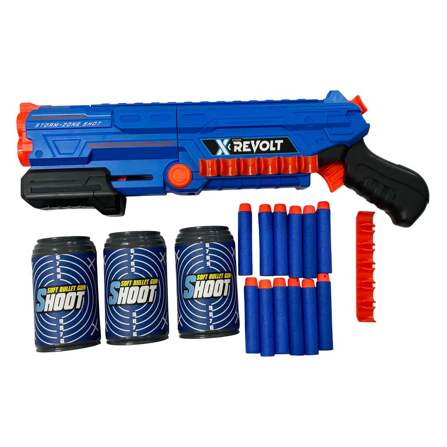 Lobbes speelgoed bv shooter x revolt - met 12 zachte pijlen en 3 blikken