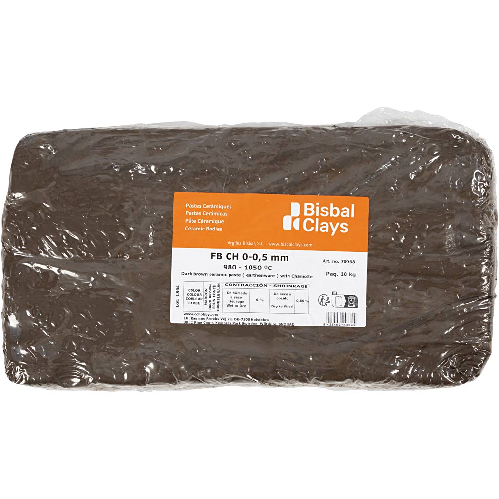 Clay with chamotte, dark brown, 10 kg 1 box