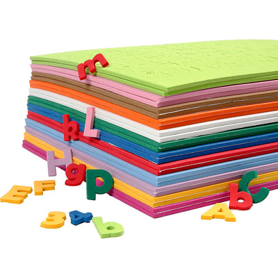 Creativ Company Eva Foam Números Letras, H: 20 mm, espesor 3 mm, varios colores, 24 hojas Div 1 caja