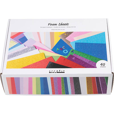 Creativ company hojas de foam, a4, hoja 210x297 cm, varios colores, 40 hojas 1 caja
