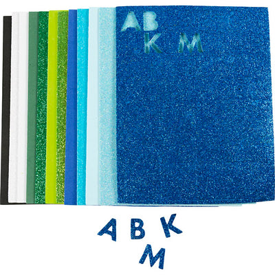 Hojas de espuma Creativ Company, tamaño 14x25 cm, espesor 2 mm, armonía azul verde, 12 hojas 1 caja