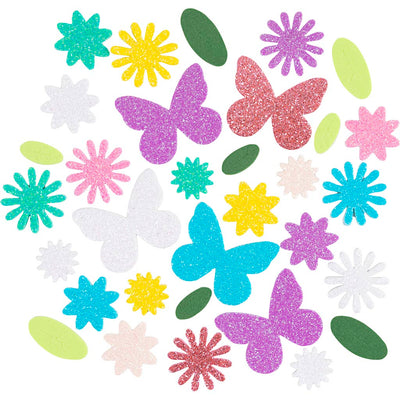 Creativ company pegatinas de espuma, mariposa, flor, hoja, autoadhesivas, tamaño 9-43 mm, colores pastel, 120 piezas 1 caja