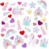 Creativ company pegatinas de espuma, corazón, princesa, unicornio, autoadhesivas, tamaño 13-50 mm, armonía rosa violeta, 150 piezas 1 caja