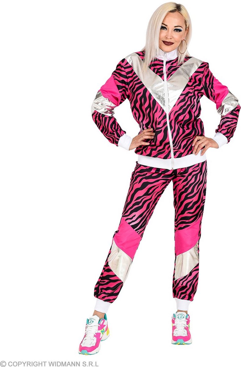 Tuta Finidi tigre rosa fluo anni '80