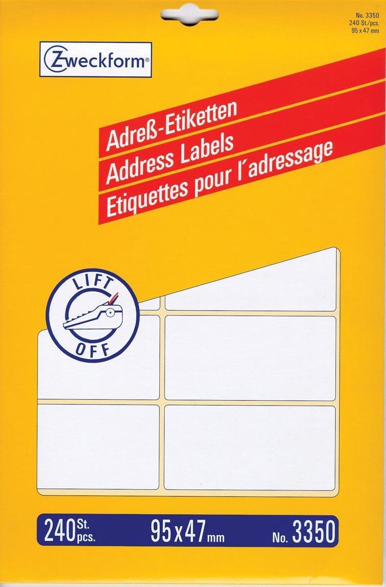 Avery etiketten zweckform adres 95 x 47 mm papier wit 240 stuks
