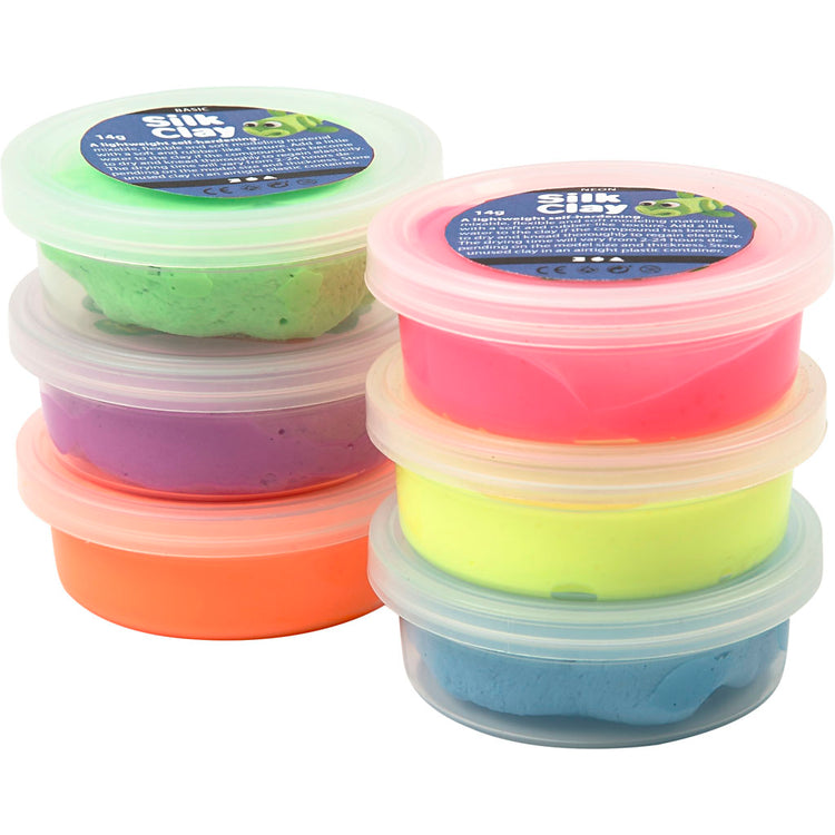 Silk clay - neon kleuren, 6x14gr.
