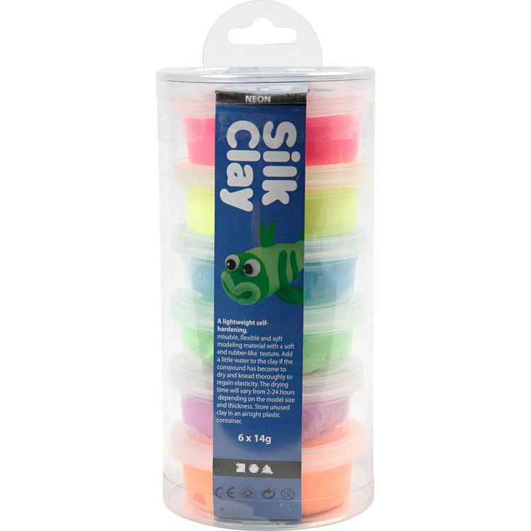 Silk clay - neon kleuren, 6x14gr.