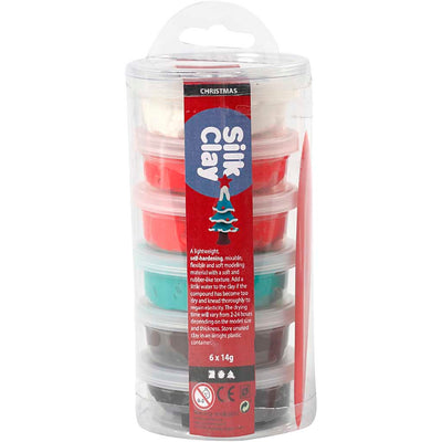 Silk clay ®, pintura navideña, 6x14 gr 1 caja