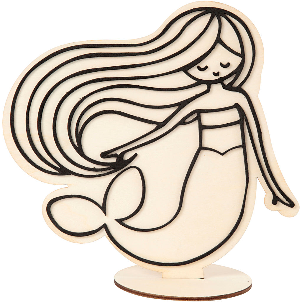 Figura aziendale creativa da decorare, sirena, h: 18 cm, 1 pezzo