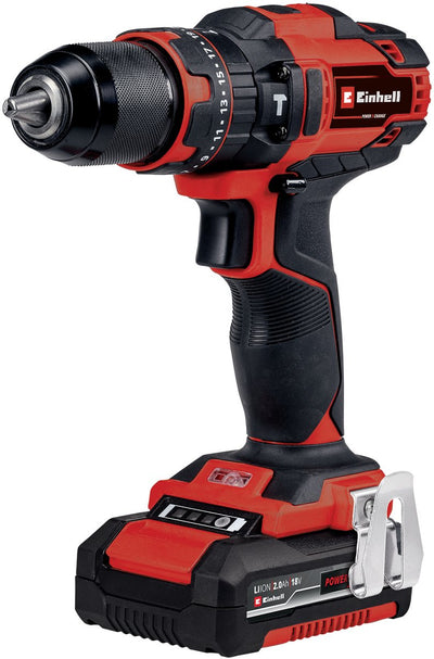 Einhell cordless impact drill/screwdriver te-cd 18 40 li-i +64 kit - power x-change - 18 v li-ion - with impact function - 40 nm - 2-speed - max. 24,000 strokes min - incl. 1x 2.0 ah battery, charger accessories