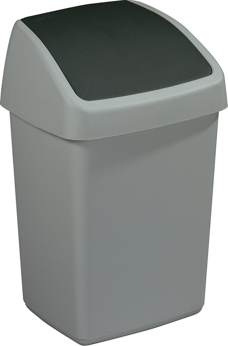 Bin de reciclaje delta del sol con cubierta colgante 10 l de gris plateado