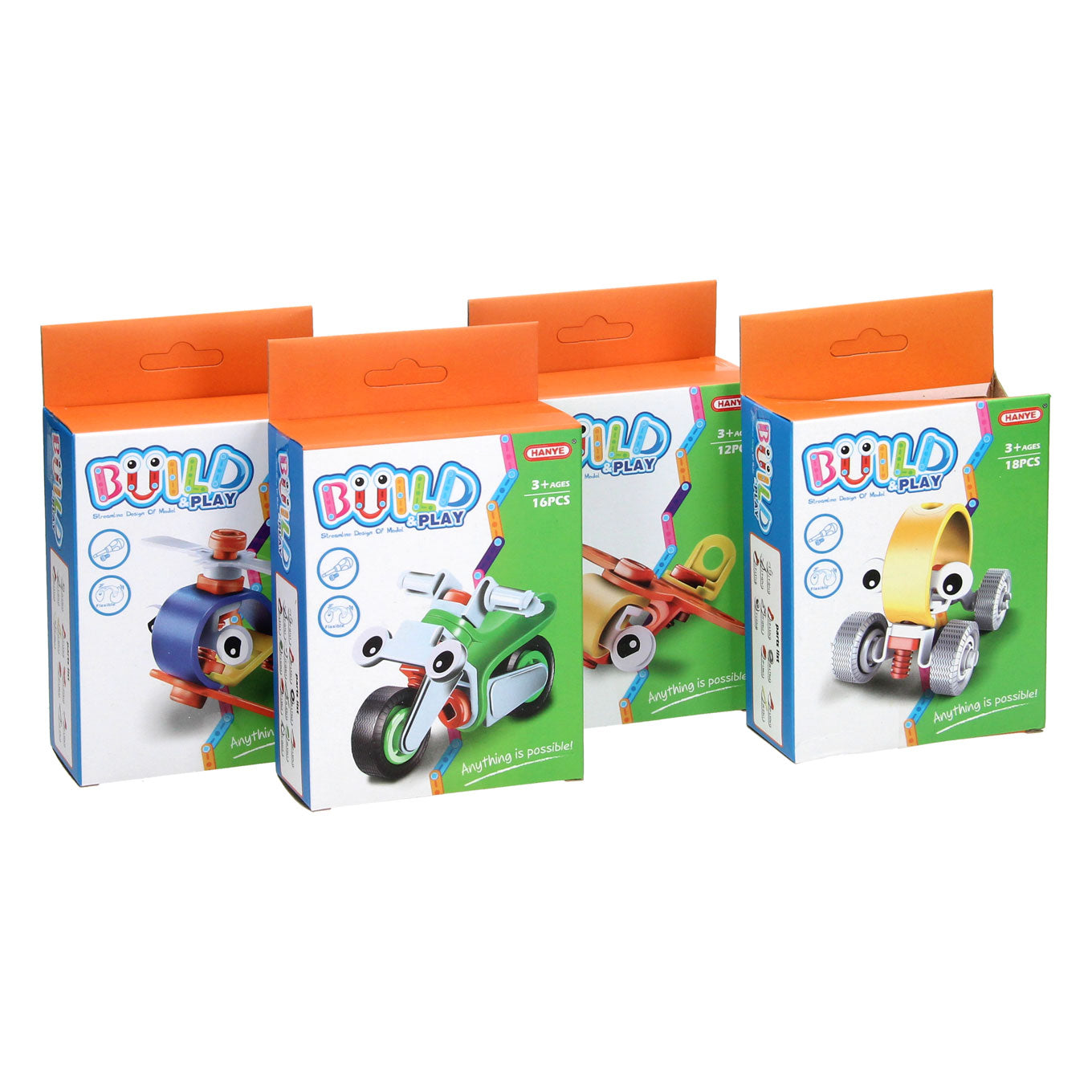 Set de construcción y juego de vehículos.