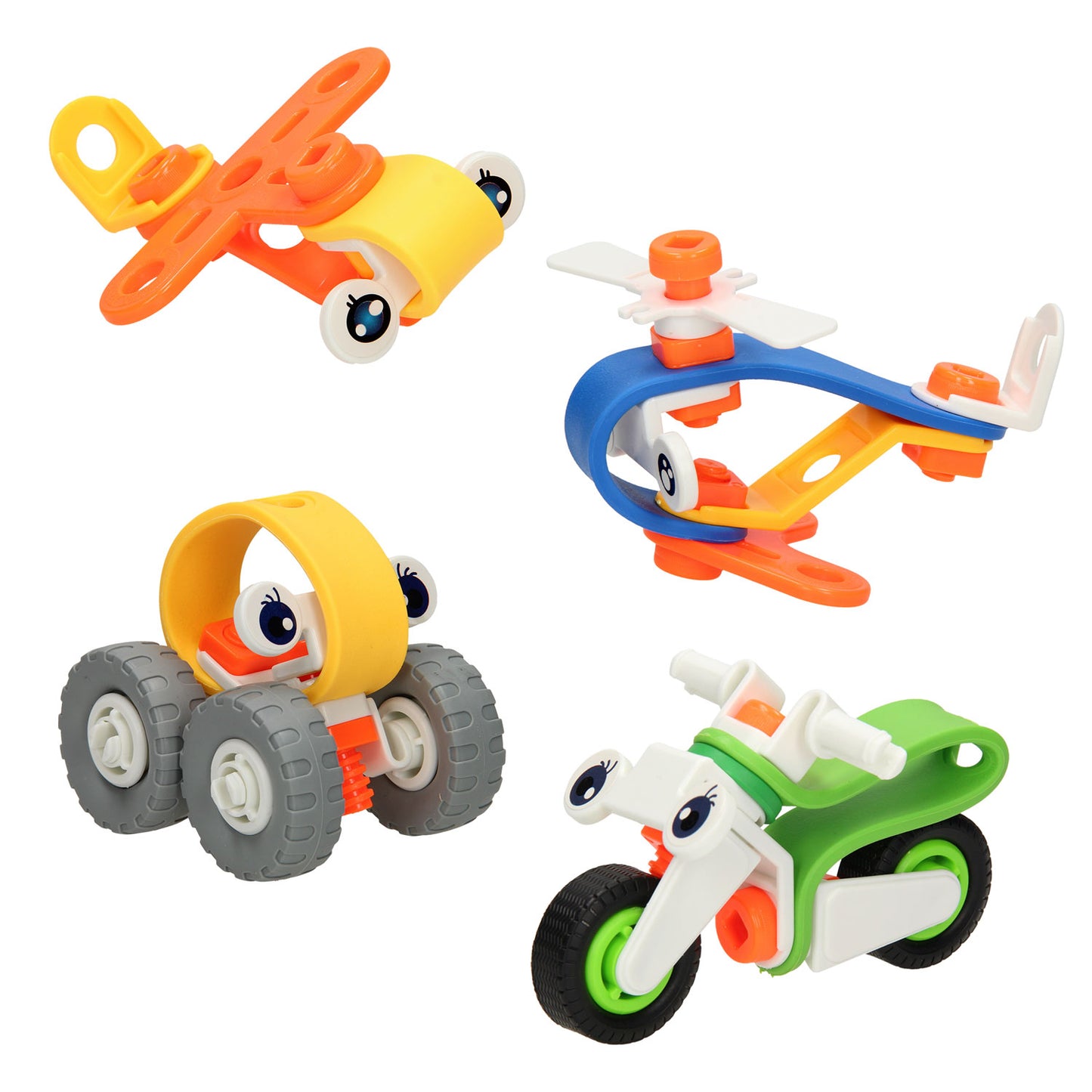 Set de construcción y juego de vehículos.
