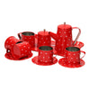 Tinnen theeservies rood