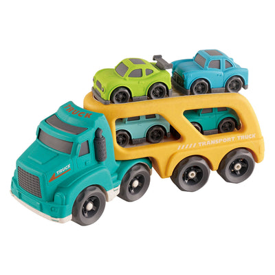 Camion trasportatore in bioplastica con 4 auto