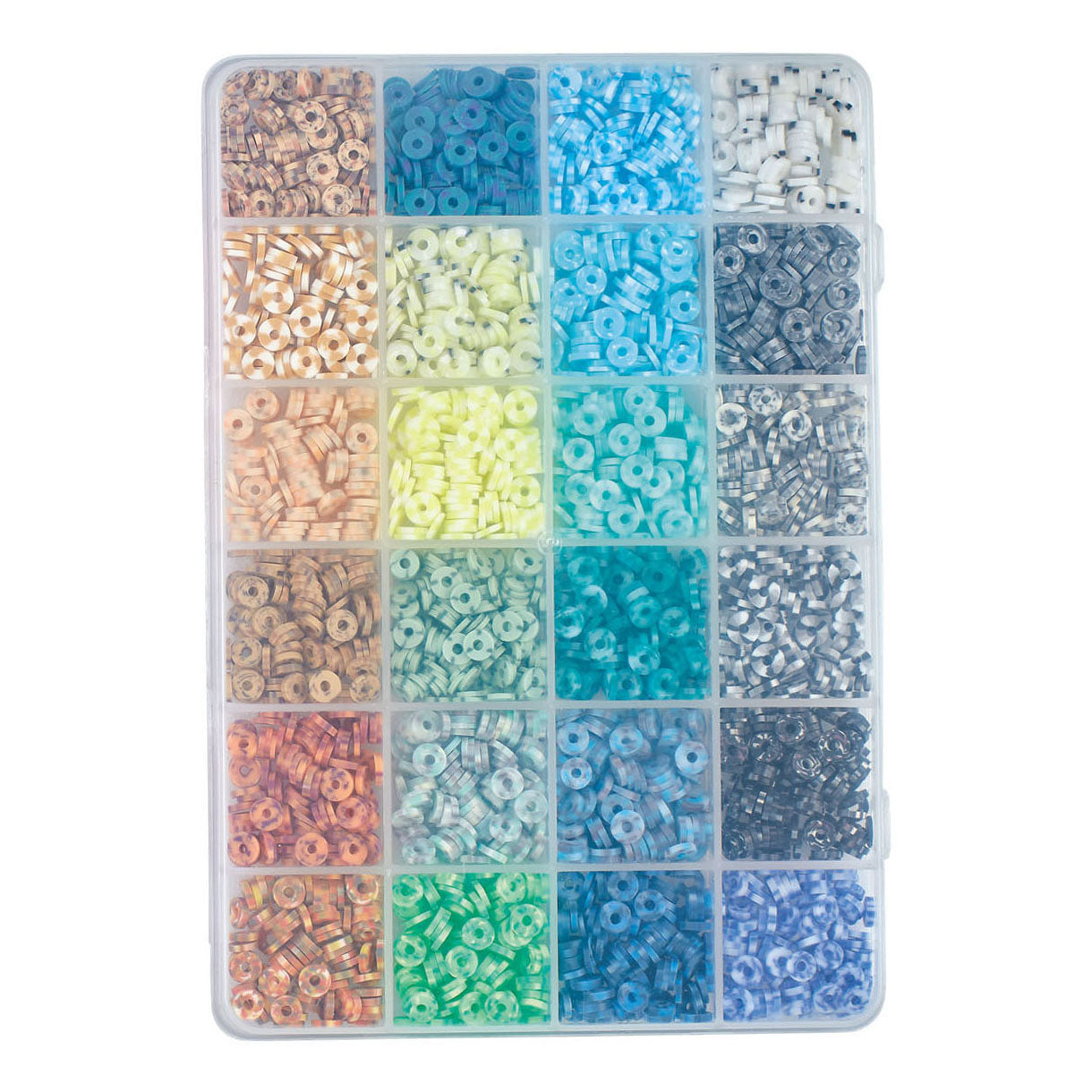 Perle in polimero tonalità blu-verde