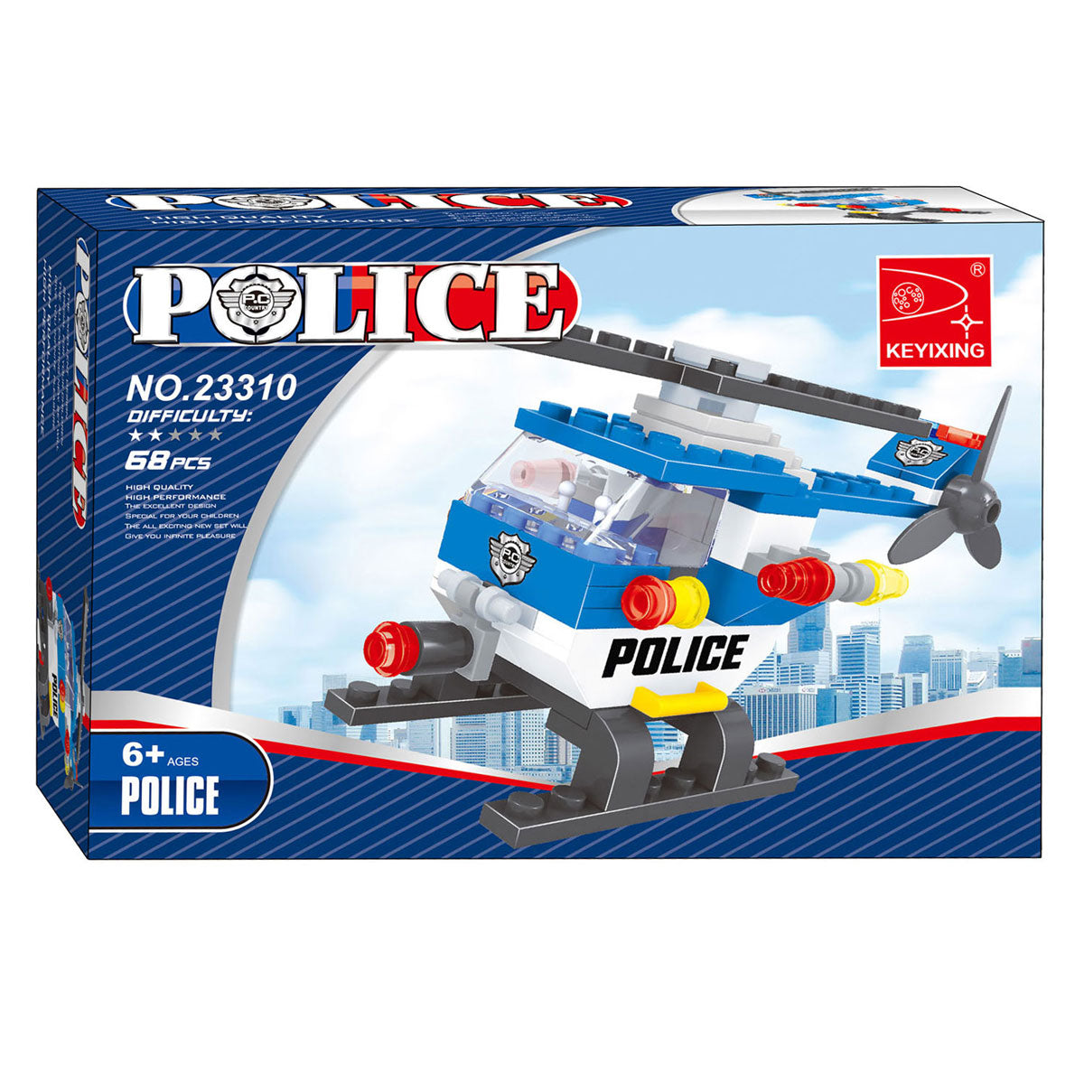 Set da costruzione per elicottero della polizia - 68 pezzi.