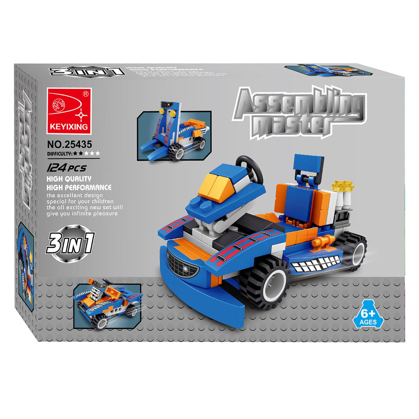 Set da costruzione veicoli 3in1, 124 pz