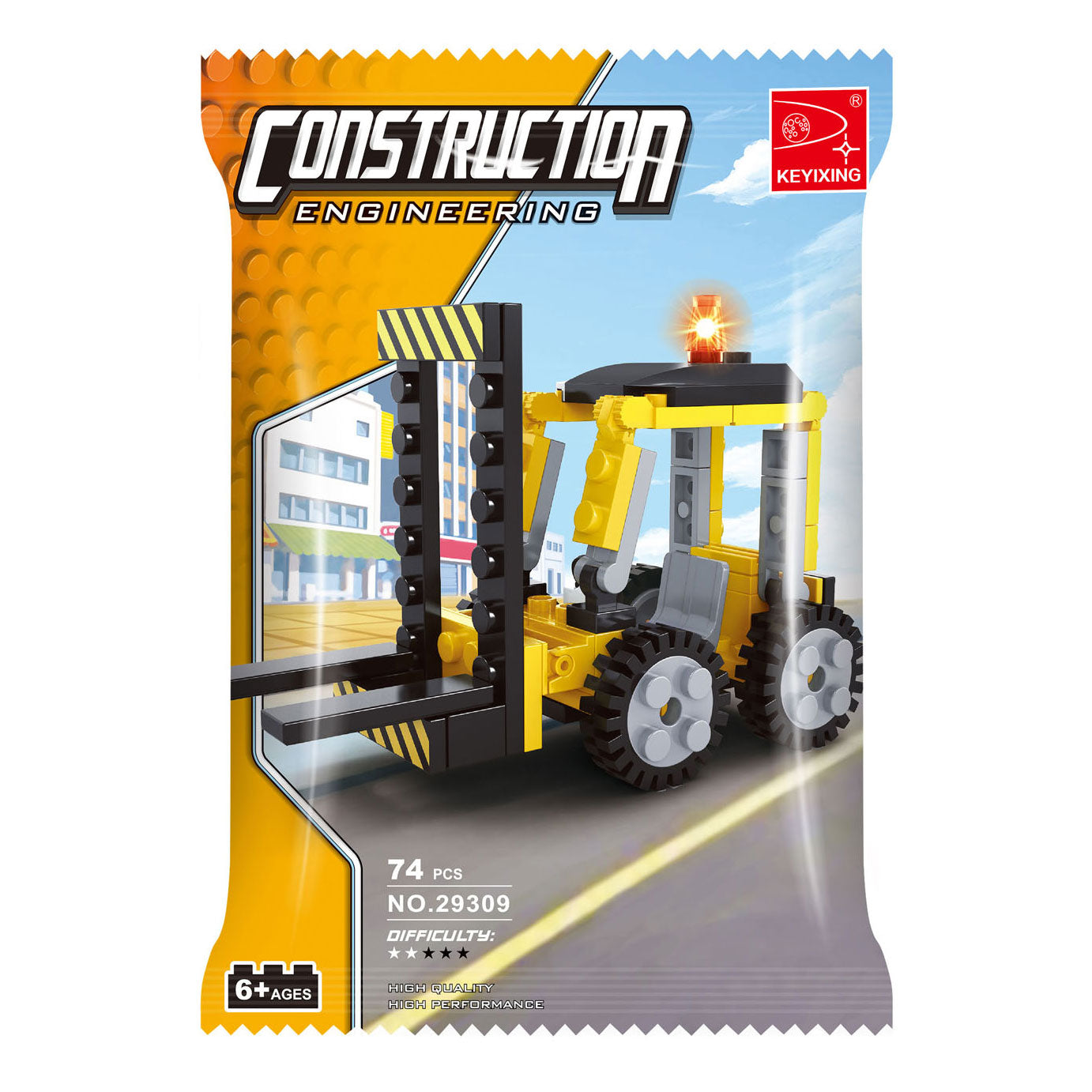 Juego de construcción para carretillas elevadoras - 74 piezas.