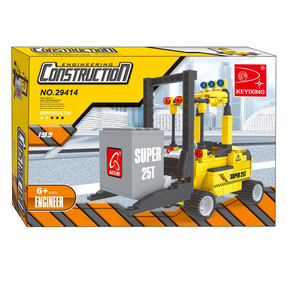Kit de construcción para la construcción de carretillas elevadoras - 195 piezas.