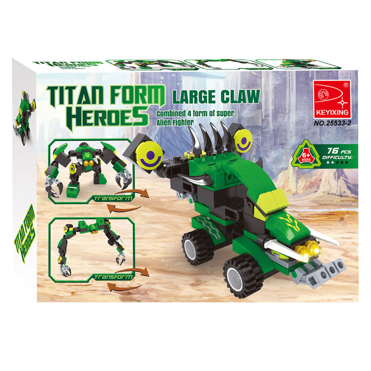 Juego de construcción titan transform green - 76 piezas.