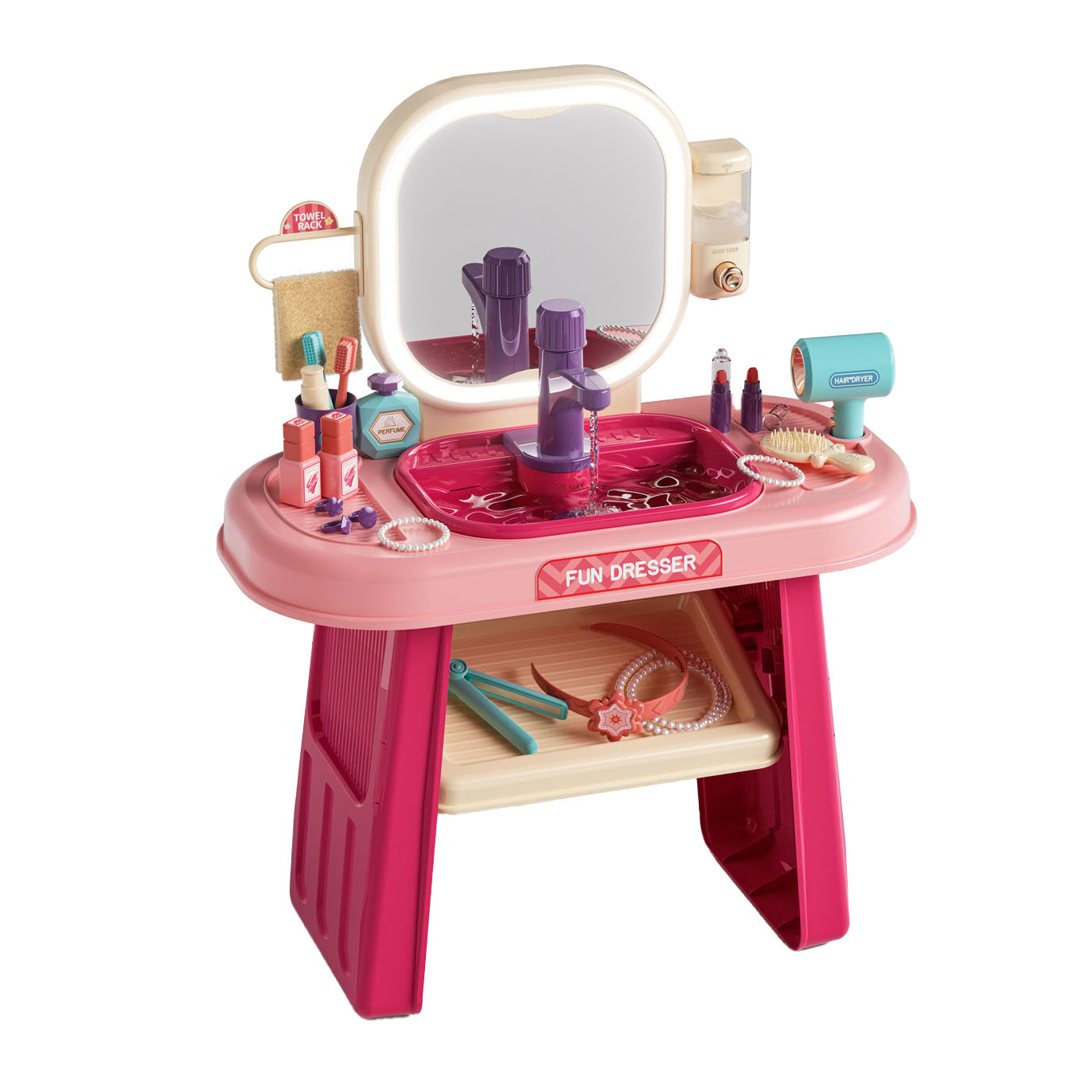 Toeletta rosa con accessori