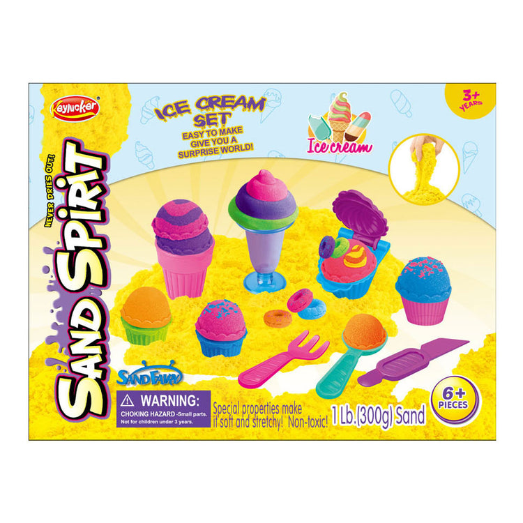 Gioca con la sabbia con coppe gelato e accessori.