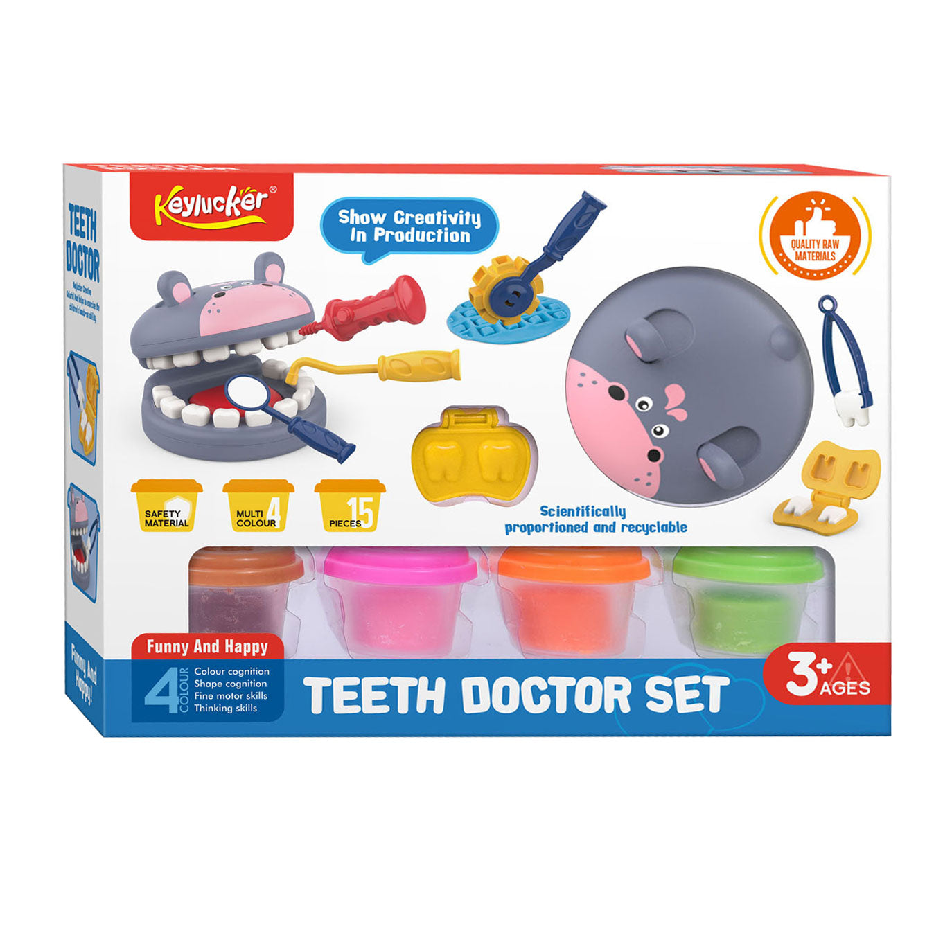 Set de barro hipopótamo para dentista 4 vasijas de barro