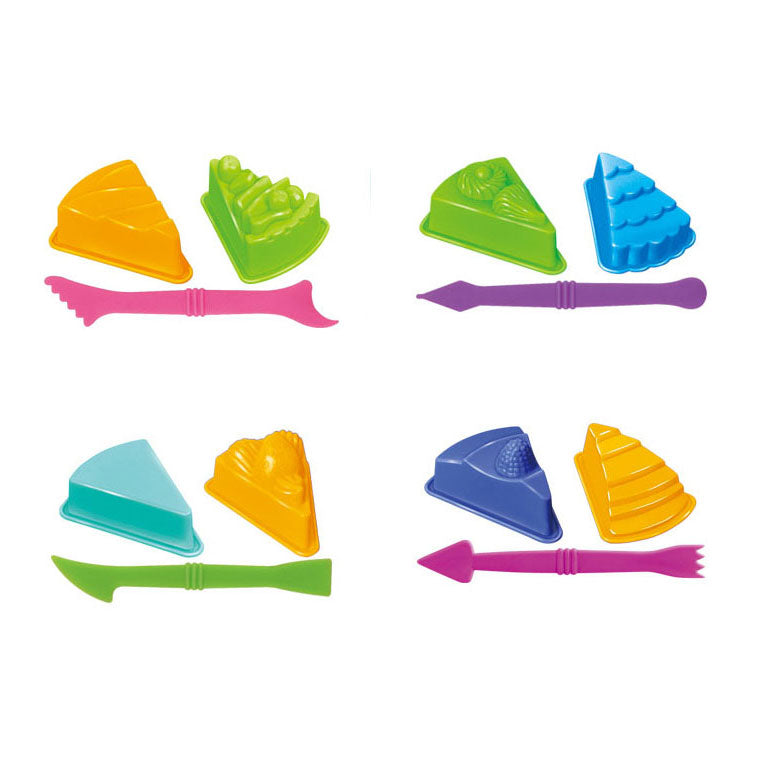 Set de arcilla con 2 moldes de postre y herramientas - 3 colores de arcilla