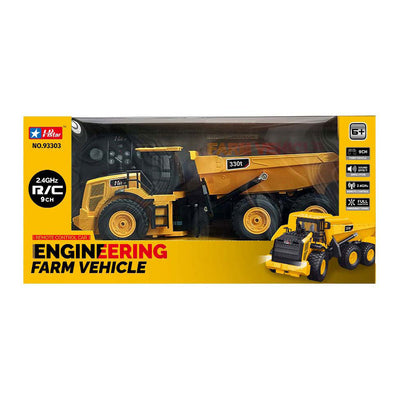 Rc bestuurbare constructietruk oplaadbaar met licht en geluid