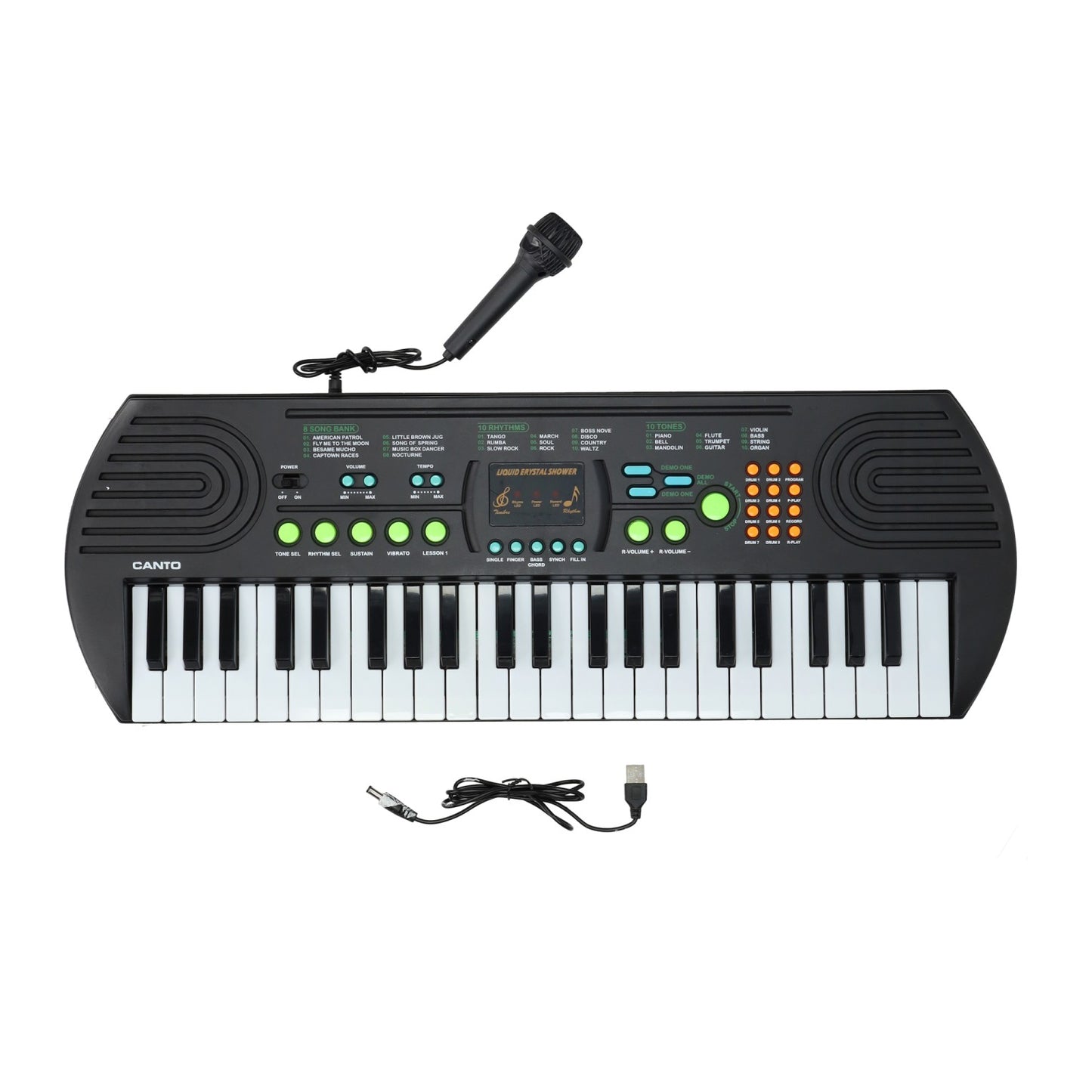 Teclado electrónico con micrófono.